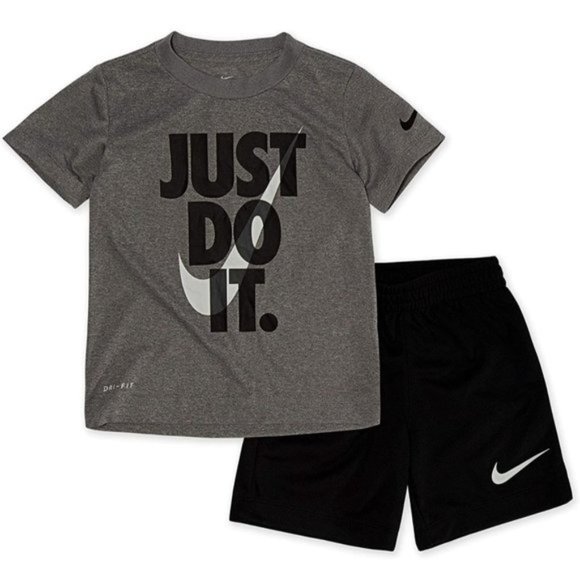 Nike Other - Nike Boys Dri-Fit Just Do It 2 Piece Tee & Shorts Set Black & Grey